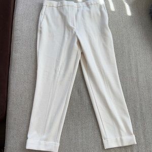 Ann Taylor Ivory Checkered Trouser Pant Curvy Fit Cuff